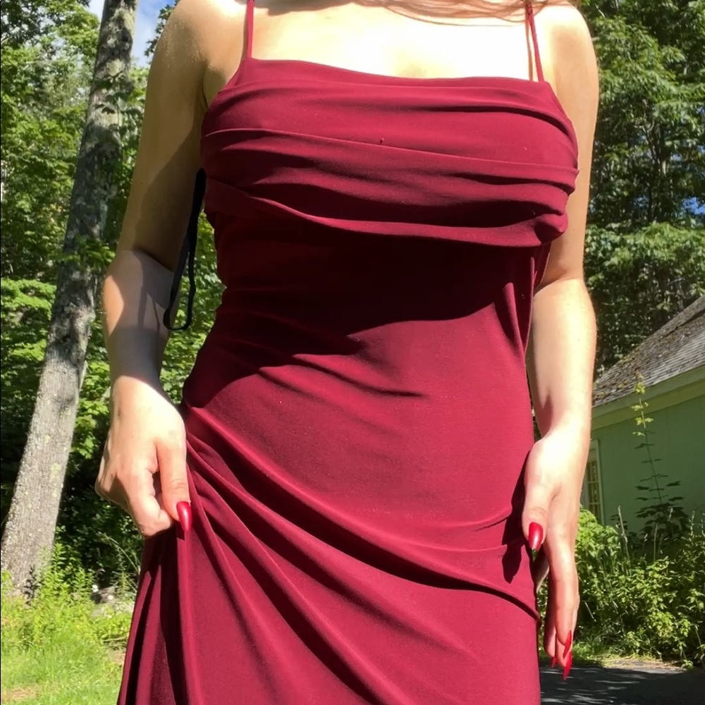 Burgundy slip dress